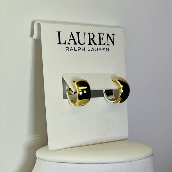 Ralph Lauren Two-Tone Crystal Huggie Hoop Earrings - Picture 5 of 6